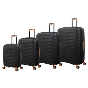 Continuous 4 Piece Hardside Expandable 8 Wheel Spinner Luggage Set (Black)