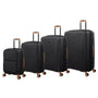 Continuous 4 Piece Hardside Expandable 8 Wheel Spinner Luggage Set with Soft-Pocket Carry-On (Black)