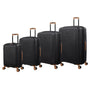 Continuous 4 Piece Hardside Expandable 8 Wheel Spinner Luggage Set with Hard-Pocket Carry-On (Black)
