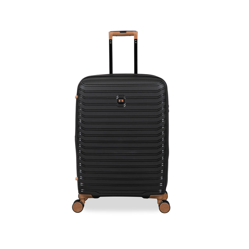 Continuous 4 Piece Hardside Expandable 8 Wheel Spinner Luggage Set with Hard-Pocket Carry-On (Black)