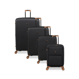 Continuous 4 Piece Hardside Expandable 8 Wheel Spinner Luggage Set with Soft-Pocket Carry-On (Black)
