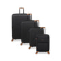 Continuous 4 Piece Hardside Expandable 8 Wheel Spinner Luggage Set with Soft-Pocket Carry-On (Black)