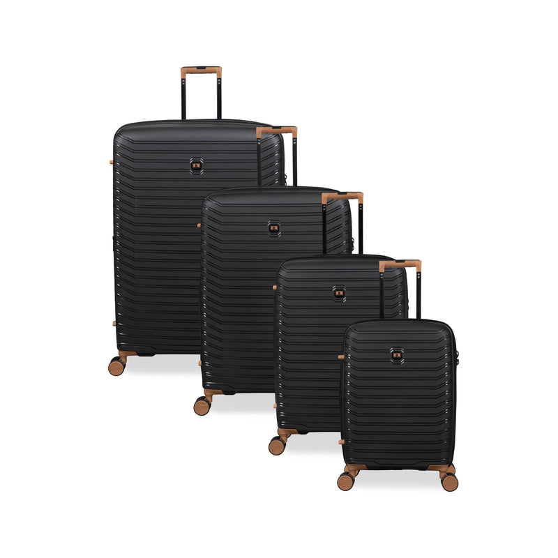 Continuous 4 Piece Hardside Expandable 8 Wheel Spinner Luggage Set (Black)