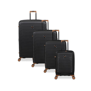 Continuous 4 Piece Hardside Expandable 8 Wheel Spinner Luggage Set with Hard-Pocket Carry-On (Black)