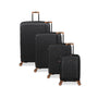 Continuous 4 Piece Hardside Expandable 8 Wheel Spinner Luggage Set with Hard-Pocket Carry-On (Black)