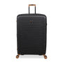 Continuous 4 Piece Hardside Expandable 8 Wheel Spinner Luggage Set with Soft-Pocket Carry-On (Black)