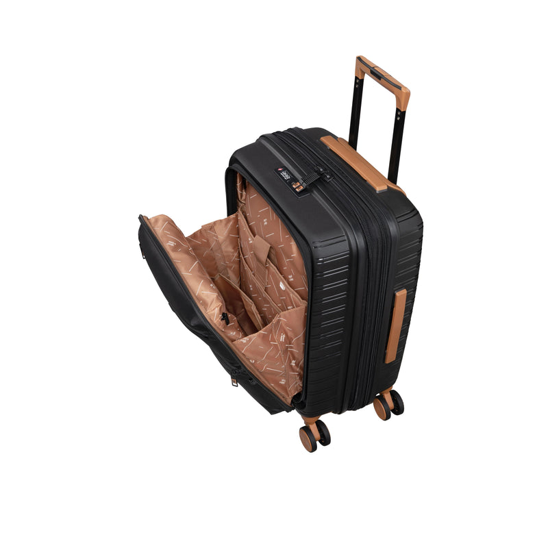 Continuous 22" Hardside Carry-On 8 Wheel Expandable Spinner with Soft Pocket (Black)