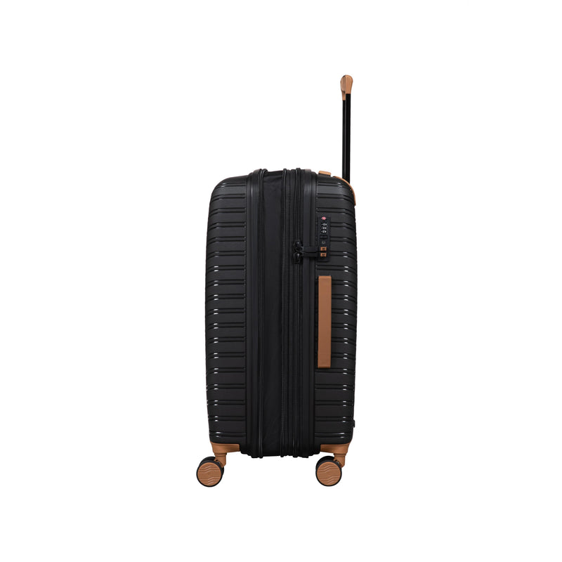 Continuous 4 Piece Hardside Expandable 8 Wheel Spinner Luggage Set (Black)