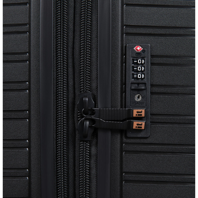 Continuous 4 Piece Hardside Expandable 8 Wheel Spinner Luggage Set (Black)