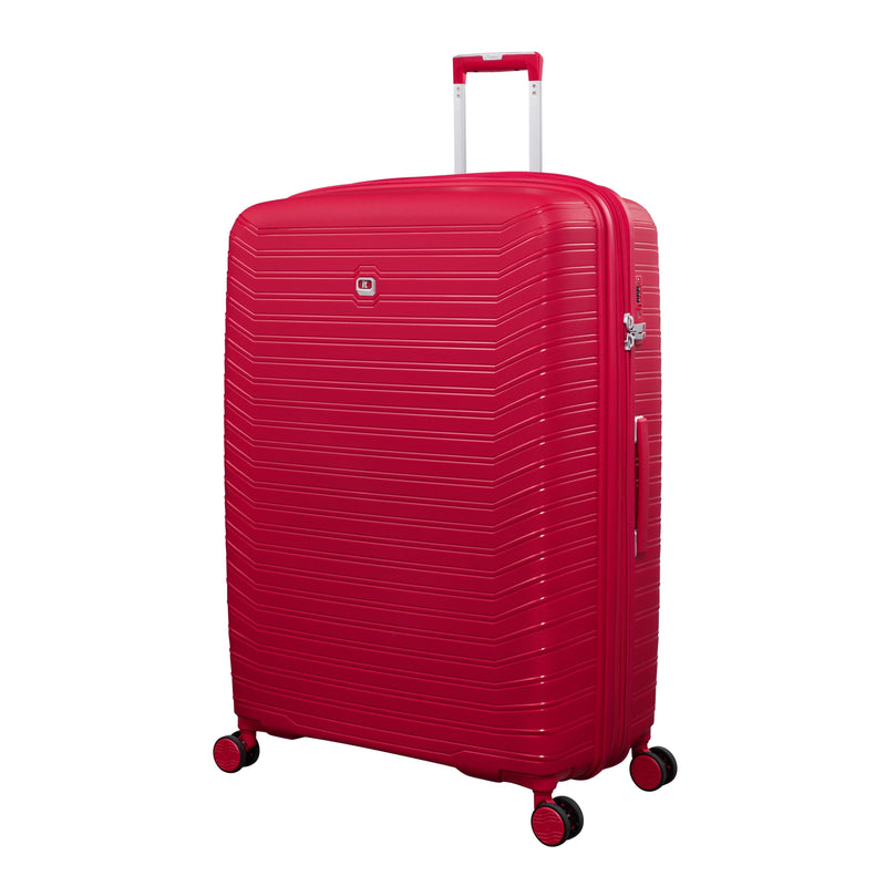 Continuous 4 Piece Hardside Expandable 8 Wheel Spinner Luggage Set with Soft-Pocket Carry-On (Bright Red)