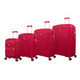Continuous 4 Piece Hardside Expandable 8 Wheel Spinner Luggage Set with Soft-Pocket Carry-On (Bright Red)