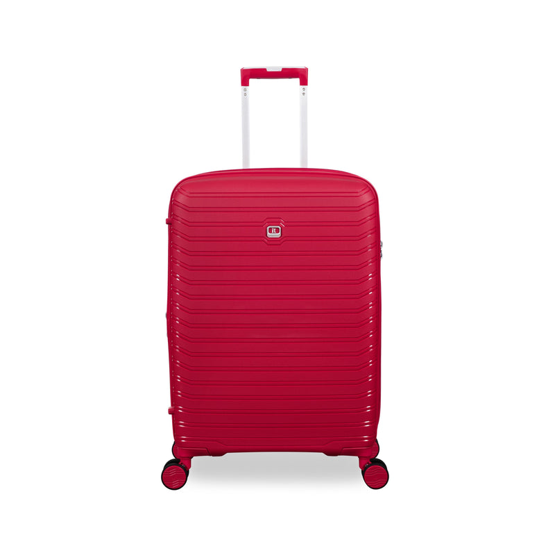 Continuous 4 Piece Hardside Expandable 8 Wheel Spinner Luggage Set with Soft-Pocket Carry-On (Bright Red)