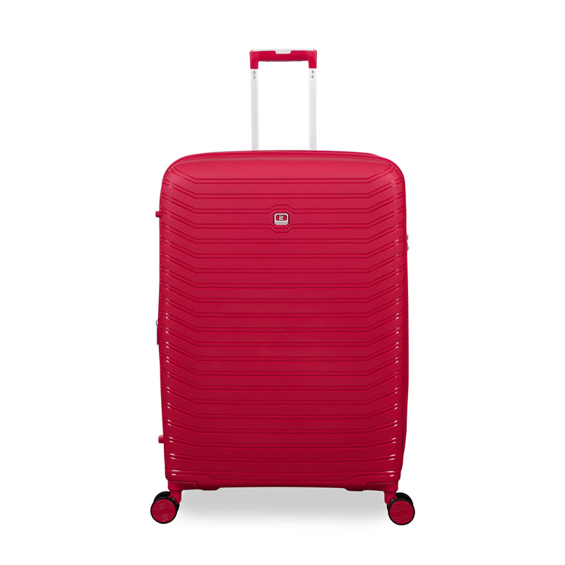 Continuous 4 Piece Hardside Expandable 8 Wheel Spinner Luggage Set with Soft-Pocket Carry-On (Bright Red)