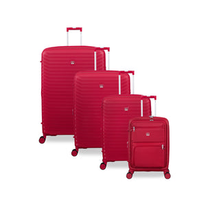 Continuous 4 Piece Hardside Expandable 8 Wheel Spinner Luggage Set with Soft-Pocket Carry-On (Bright Red)