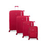 Continuous 4 Piece Hardside Expandable 8 Wheel Spinner Luggage Set with Soft-Pocket Carry-On (Bright Red)
