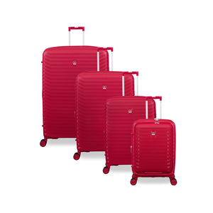 Continuous 4 Piece Hardside Expandable 8 Wheel Spinner Luggage Set with Hard-Pocket Carry-On (Bright Red)