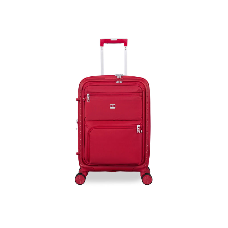 Continuous 4 Piece Hardside Expandable 8 Wheel Spinner Luggage Set with Soft-Pocket Carry-On (Bright Red)