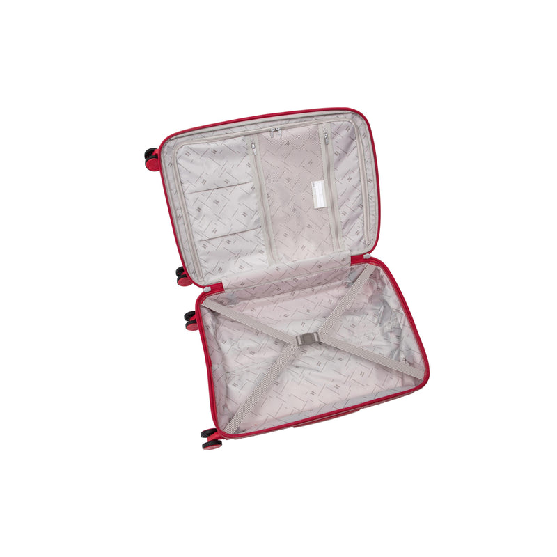 Continuous 4 Piece Hardside Expandable 8 Wheel Spinner Luggage Set with Soft-Pocket Carry-On (Bright Red)