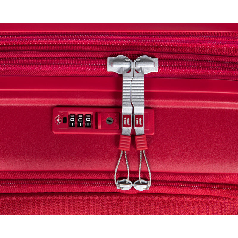 Continuous 4 Piece Hardside Expandable 8 Wheel Spinner Luggage Set with Soft-Pocket Carry-On (Bright Red)