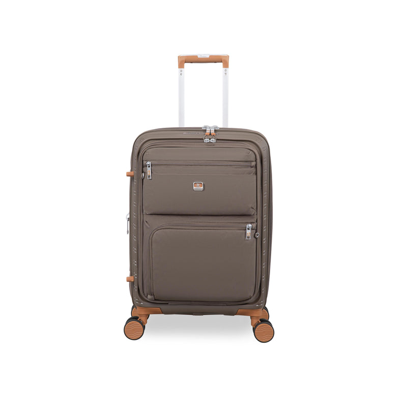 Continuous 4 Piece Hardside Expandable 8 Wheel Spinner Luggage Set with Soft-Pocket Carry-On (Coffee Quartz)