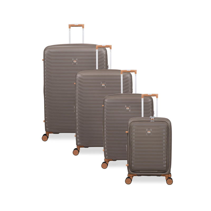 Continuous 4 Piece Hardside Expandable 8 Wheel Spinner Luggage Set with Hard-Pocket Carry-On (Coffee Quartz)