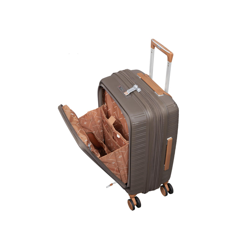 Continuous 4 Piece Hardside Expandable 8 Wheel Spinner Luggage Set with Hard-Pocket Carry-On (Coffee Quartz)