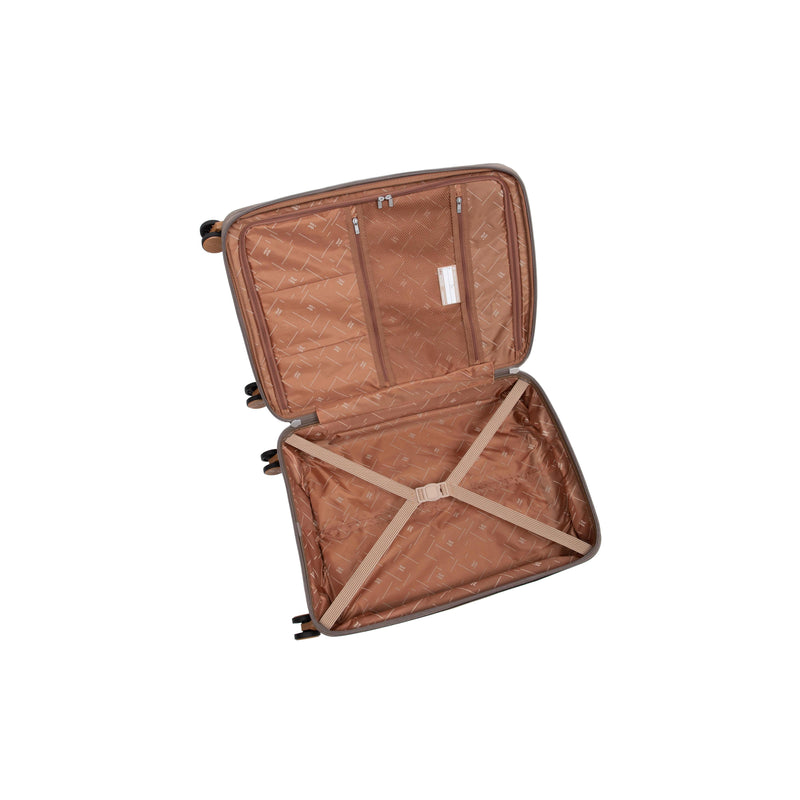 Continuous 4 Piece Hardside Expandable 8 Wheel Spinner Luggage Set with Soft-Pocket Carry-On (Coffee Quartz)