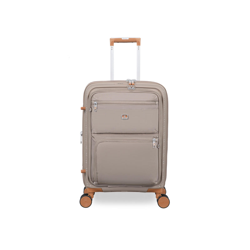 Continuous 4 Piece Hardside Expandable 8 Wheel Spinner Luggage Set with Soft-Pocket Carry-On (Crockery)