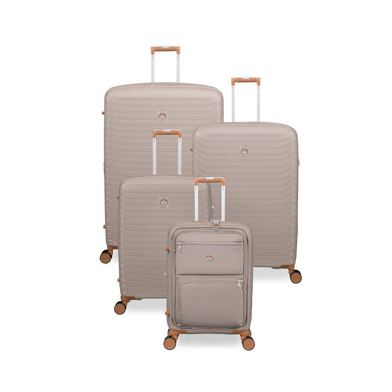 Continuous 4 Piece Hardside Expandable 8 Wheel Spinner Luggage Set with Soft-Pocket Carry-On (Crockery)