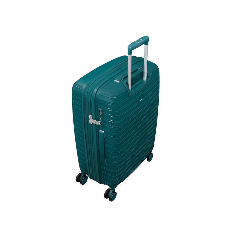 Continuous 4 Piece Hardside Expandable 8 Wheel Spinner Luggage Set with Soft-Pocket Carry-On (Deep Teal)