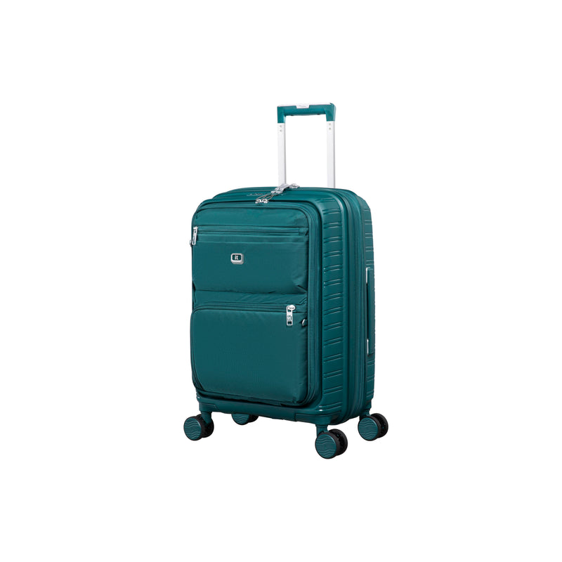 Continuous 4 Piece Hardside Expandable 8 Wheel Spinner Luggage Set with Soft-Pocket Carry-On (Deep Teal)