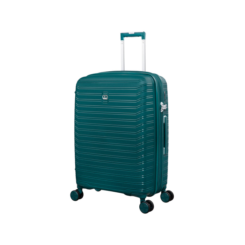 Continuous 4 Piece Hardside Expandable 8 Wheel Spinner Luggage Set with Soft-Pocket Carry-On (Deep Teal)