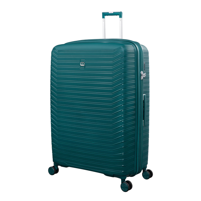 Continuous 4 Piece Hardside Expandable 8 Wheel Spinner Luggage Set with Hard-Pocket Carry-On (Deep Teal)