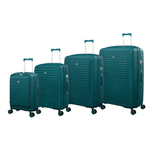 Continuous 4 Piece Hardside Expandable 8 Wheel Spinner Luggage Set with Hard-Pocket Carry-On (Deep Teal)