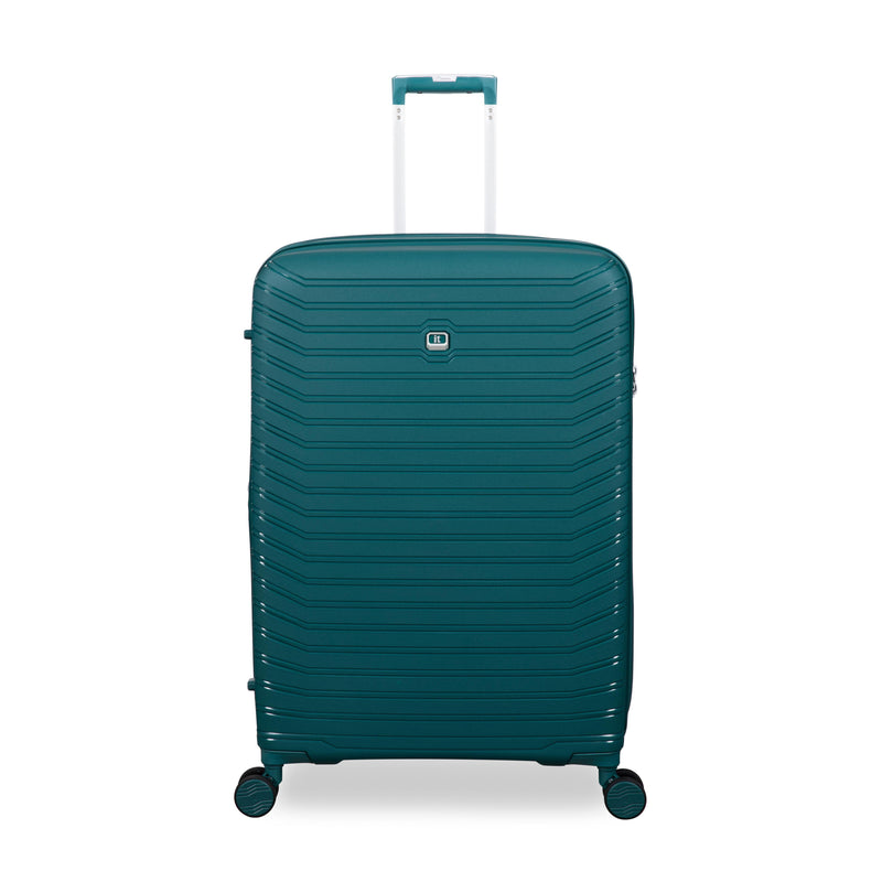 Continuous 4 Piece Hardside Expandable 8 Wheel Spinner Luggage Set with Soft-Pocket Carry-On (Deep Teal)