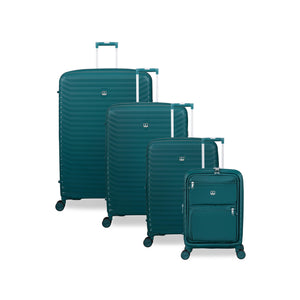 Continuous 4 Piece Hardside Expandable 8 Wheel Spinner Luggage Set with Soft-Pocket Carry-On (Deep Teal)