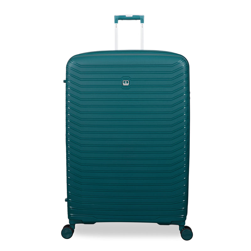 Continuous 4 Piece Hardside Expandable 8 Wheel Spinner Luggage Set with Soft-Pocket Carry-On (Deep Teal)