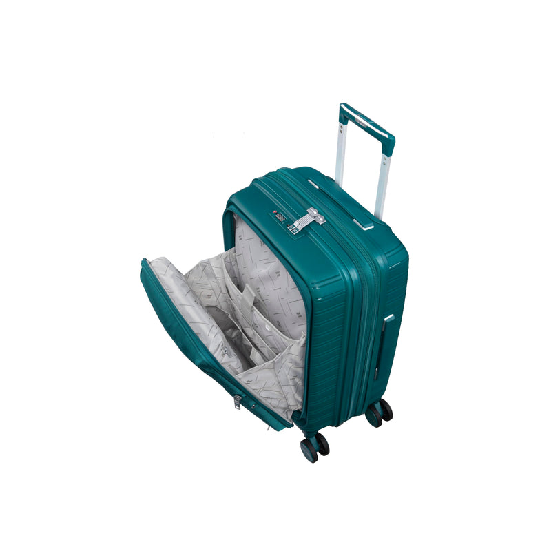 Continuous 4 Piece Hardside Expandable 8 Wheel Spinner Luggage Set with Soft-Pocket Carry-On (Deep Teal)