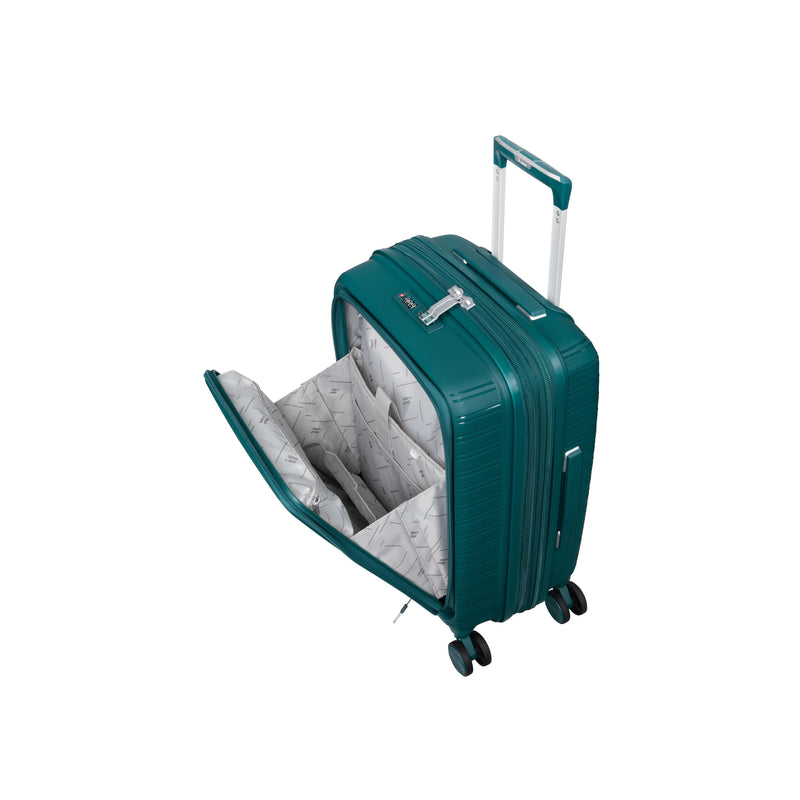 Continuous 4 Piece Hardside Expandable 8 Wheel Spinner Luggage Set with Hard-Pocket Carry-On (Deep Teal)