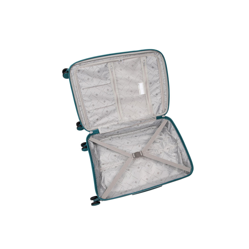 Continuous 4 Piece Hardside Expandable 8 Wheel Spinner Luggage Set with Soft-Pocket Carry-On (Deep Teal)