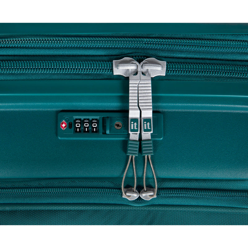 Continuous 4 Piece Hardside Expandable 8 Wheel Spinner Luggage Set with Soft-Pocket Carry-On (Deep Teal)