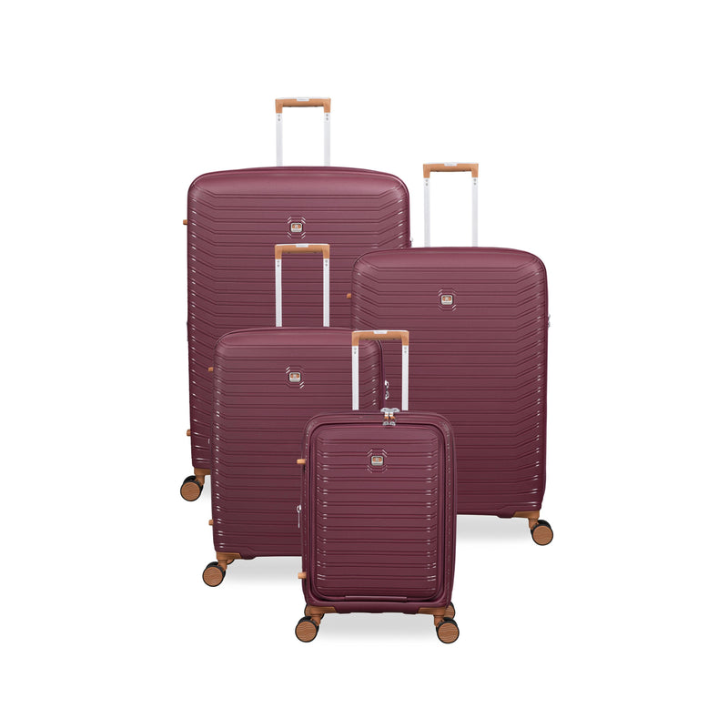 Continuous 4 Piece Hardside Expandable 8 Wheel Spinner Luggage Set with Hard-Pocket Carry-On (French Port)