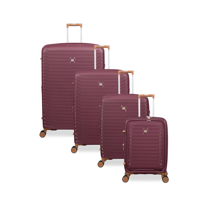 Continuous 4 Piece Hardside Expandable 8 Wheel Spinner Luggage Set with Hard-Pocket Carry-On (French Port)
