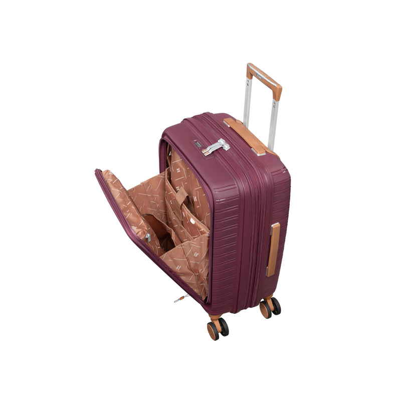 Continuous 4 Piece Hardside Expandable 8 Wheel Spinner Luggage Set with Hard-Pocket Carry-On (French Port)