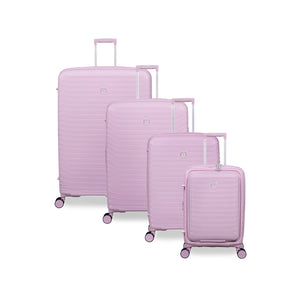 Continuous 4 Piece Hardside Expandable 8 Wheel Spinner Luggage Set with Hard-Pocket Carry-On (Lilac Snow)