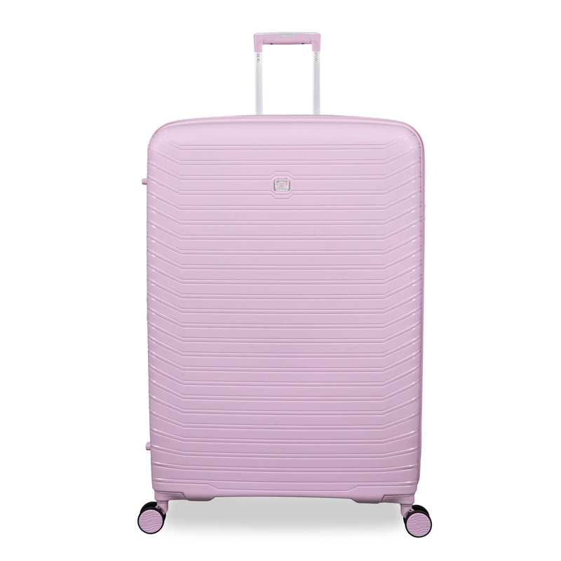 Continuous 4 Piece Hardside Expandable 8 Wheel Spinner Luggage Set with Hard-Pocket Carry-On (Lilac Snow)