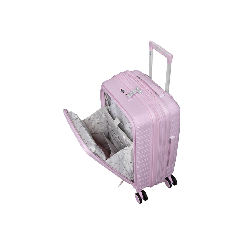 Continuous 4 Piece Hardside Expandable 8 Wheel Spinner Luggage Set with Hard-Pocket Carry-On (Lilac Snow)