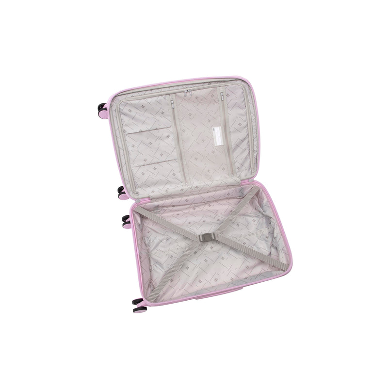 Continuous 4 Piece Hardside Expandable 8 Wheel Spinner Luggage Set with Soft-Pocket Carry-On (Lilac Snow)