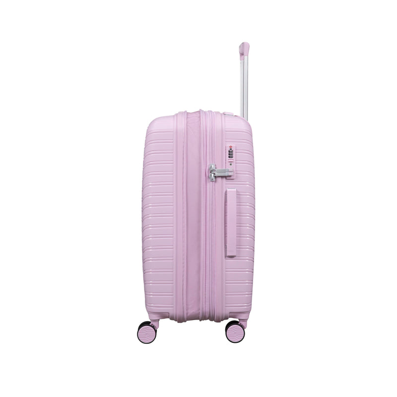 Continuous 4 Piece Hardside Expandable 8 Wheel Spinner Luggage Set with Soft-Pocket Carry-On (Lilac Snow)