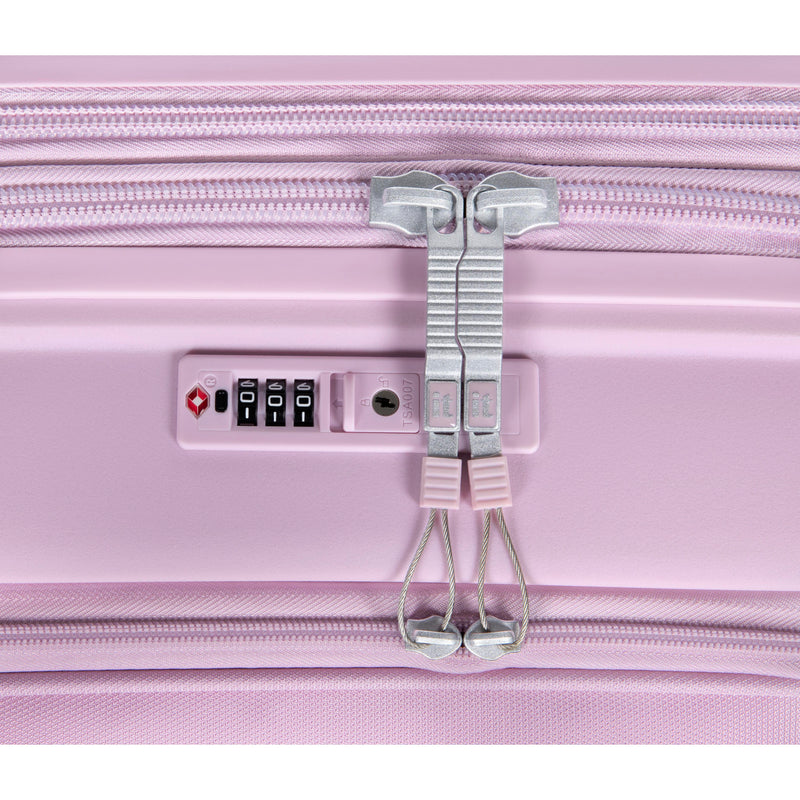 Continuous 4 Piece Hardside Expandable 8 Wheel Spinner Luggage Set with Soft-Pocket Carry-On (Lilac Snow)
